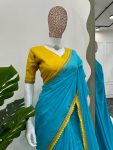 DESIGNER COTTON LACE WORK SIMPLE SAREE WITH UNSTITCHED BLOUSE PARTY WEAR WHOLESALE PRICE ETHNIC GARMENT (4)