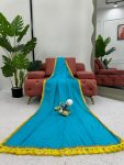 DESIGNER COTTON LACE WORK SIMPLE SAREE WITH UNSTITCHED BLOUSE PARTY WEAR WHOLESALE PRICE ETHNIC GARMENT (4)