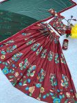 DESIGNER CREPE KALAMKARI PRINT WORK LEHENGA CHOLI WITH DUPATTA FESTIVAL WEAR WHOLESALE PRICE ETHNIC GARMENT (3)