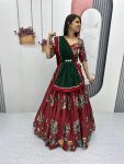 DESIGNER CREPE KALAMKARI PRINT WORK LEHENGA CHOLI WITH DUPATTA FESTIVAL WEAR WHOLESALE PRICE ETHNIC GARMENT (3)