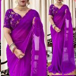 DESIGNER GEORGETTE ARC BORDER WORK PLAIN SAREE WITH UNSTITCHED BLOUSE FESTIVAL WEAR WHOLESALE PRICE ETHNIC GARMENT (7)