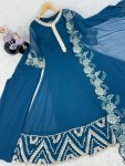 DESIGNER GEORGETTE CHINE STITCH WORK GOWN PALAZZO WITH DUPATTA FESTIVAL WEAR WHOLESALE PRICE ETHNIC GARMENT (14)