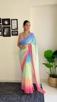 DESIGNER GEORGETTE DIGITAL PRINTED ARC BOREDR SAREE WITH UNSTITCHED BLOUSE PARTY WEAR WHOLESALE PRICE ETHNIC GARMENT (3)