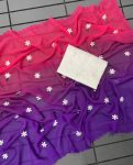 DESIGNER GEORGETTE EMBROIDERY WORK SAREE WITH UNSTITCHED BLOUSE PARTY WEAR WHOLESALE PRICE ETHNIC GARMENT (5)