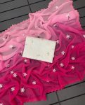 DESIGNER GEORGETTE EMBROIDERY WORK SAREE WITH UNSTITCHED BLOUSE BABY PINK