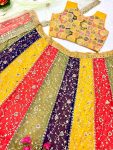 DESIGNER GEORGETTE MULTI COLORED EMBROIDERY SEQUENCE ZARI BOREDR WORK LEHENGA CHOLI WITH DUPATTA PARTY WEAR WHOLESALE PRICE ETHNIC GARMENT (7)