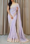 DESIGNER GEORGETTE SEQUENCE THREAD WORK SAREE WITH UNSTITCHED BLOUSE PARTY WEAR WHOLESALE PRICE ETHNIC GARMENT (10)