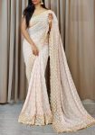 DESIGNER GEORGETTE SEQUENCE THREAD WORK SAREE WITH UNSTITCHED BLOUSE PARTY WEAR WHOLESALE PRICE ETHNIC GARMENT (8)