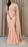 DESIGNER GEORGETTE SEQUENCE THREAD WORK SAREE WITH UNSTITCHED BLOUSE PARTY WEAR WHOLESALE PRICE ETHNIC GARMENT (9)