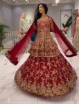 DESIGNER GEORGETTE THREAD SEQUENCE PEARL WORK TOP LEHENGA WITH DUPATTA PARTY WEAR WHOLESALE PRICE ETHNIC GARMENT (3)