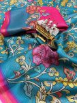 DESIGNER KOTA DORIA KALAMKARI FLORAL PRITN WORK SAREE WITH UNSTITCHED BLOUSE CASUAL WEAR WHOLESALE PRICE ETHNIC GARMENT (19)