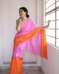 DESIGNER LINEN COTTON SILK BATIK SHADING DIGITAL PRINTED SAREE WITH UNSTITCHED BLOUSE PARTY WEAR WHOLESALE PRICE ETHNIC GARMENT (2)