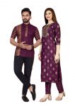 DESIGNER MAGIC COTTON FOIL PRINT WORK READY TO WEAR COUPLE WEAR WHOLESALE PRICE ETHNIC GARMENT (1)