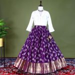 DESIGNER ORGANZA SILK FOIL PRINT WITH JACQUARD BORDER WORK LEHENGA CHOLI FESTIVAL WEAR WHOLESALE PRICE ETHNIC GARMENT (6)