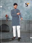 DESIGNER RAYON CHICKENKARI WORK MENS KURTA PAJAMA FESTIVAL WEAR WHOLESALE PRICE ETHNIC GARMENT (8)