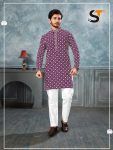 DESIGNER RAYON CHICKENKARI WORK MENS KURTA PAJAMA WINE