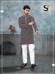 DESIGNER RAYON CHICKENKARI WORK MENS KURTA PAJAMA FESTIVAL WEAR WHOLESALE PRICE ETHNIC GARMENT 4 (3)