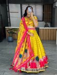 DESIGNER SILK PRINTED WITH GOTTA PATI WORK LEHENGA CHOLI WITH DUPATTA FESTIVAL WEAR WHOLESALE PRICE ETHNIC GARMENT (24)