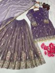 DESIGNER TWIL GOLD NET EMBROIDERY SEQUENCE WORK TOP PALAZZO WITH DUPATTA FESTIVAL WEAR WHOLESALE PRICE ETHNIC GRAMENT (7)