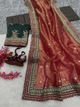 DESIGNER TWIL NET SEQUENCE CODING EMBROIDERY WORK SAREE WITH UNSTITCHED BLOUSE PARTY WEAR WHOLESALE PRICE ETHNIC GARMENT (14)