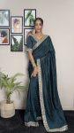 DESIGNER VICHITRA SILK EMBROIDERY SIROSKI WORK READY TO WEAR SAREE WITH UNSTITCHED BLOUSE PARTY WEAR WHOLESALE PRICE ETHNIC GARMENT (1)