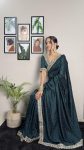 DESIGNER VICHITRA SILK EMBROIDERY SIROSKI WORK READY TO WEAR SAREE WITH UNSTITCHED BLOUSE PARTY WEAR WHOLESALE PRICE ETHNIC GARMENT (1)
