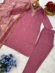 DESIGNER VISCOSA CHANDERI SEQUENCE CODING EMBROIDERY WORK TOP PANT WITH DUPATTA FESTIVAL WEAR WHOLESALE PRICE ETHNIC GARMENT (6)