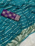 DESIGNER VISCOSE GEORGETTE SAREE WITH EMBROIDERY WORK UNSTITCHED BLOUSE FESTIVAL WEAR WHOLESALE PRICE ETHNIC GARMENT (15)