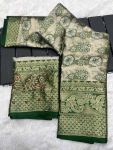 FANCY BANARASI SILK SAREE WITH KHATLI HAND WORK UNSTITCHED BLOUSE FESTIVAL WEAR WHOLESALE PRICE ETHNIC GARMENT 1 (2)