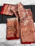 FANCY BANARASI SILK SAREE WITH KHATLI HAND WORK UNSTITCHED BLOUSE FESTIVAL WEAR WHOLESALE PRICE ETHNIC GARMENT (8)