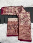 FANCY BANARASI SILK SAREE WITH KHATLI HAND WORK UNSTITCHED BLOUSE FESTIVAL WEAR WHOLESALE PRICE ETHNIC GARMENT 3 (1)