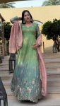 FANCY CHINON SILK EMBROIDERY SEQUENCE WORK GOWN WITH DUPATTA FESTIVAL WEAR WHOLESALE PRICE ETHNIC GARMENT (5)