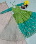 FANCY CHINON SILK EMBROIDERY SEQUENCE WORK GOWN WITH DUPATTA FESTIVAL WEAR WHOLESALE PRICE ETHNIC GARMENT (5)