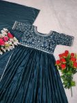 FANCY CHINON SILK EMBROIDERY THREAD WORK GOWN WITH DUPATTA PARTY WEAR WHOLESALE PRICE ETHNIC GARMENT (2)