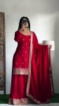 FANCY CHINON SILK EMBROIDERY WORK TOP PALAZZO WITH DUPATTA FESTIVAL WEAR WHOLESALE PRICE ETHNIC GARMENT (3)