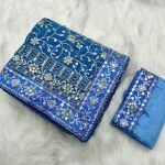FANCY GEORGETTE EMBROIDERY SEQUENCE THREAD WORK SAREE WITH UNSTITCHED BLOUSE PARTY WEAR WHOLESALE PRICE ETHNIC GARMENT (4)