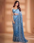 FANCY GEORGETTE EMBROIDERY SEQUENCE THREAD WORK SAREE WITH UNSTITCHED BLOUSE PARTY WEAR WHOLESALE PRICE ETHNIC GARMENT (4)