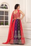 FANCY GEORGETTE MULTI COLORED EMBROIDERY SEQUENCE ZARI BOREDR WORK LEHENGA CHOLI WITH DUPATTA PARTY WEAR WHOLESALE PRICE ETHNIC GARMENT (12)