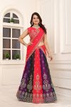 FANCY GEORGETTE MULTI COLORED EMBROIDERY SEQUENCE ZARI BOREDR WORK LEHENGA CHOLI WITH DUPATTA PARTY WEAR WHOLESALE PRICE ETHNIC GARMENT (12)