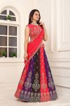 FANCY GEORGETTE MULTI COLORED EMBROIDERY SEQUENCE ZARI BOREDR WORK LEHENGA CHOLI WITH DUPATTA PARTY WEAR WHOLESALE PRICE ETHNIC GARMENT (12)