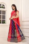 FANCY GEORGETTE MULTI COLORED EMBROIDERY SEQUENCE ZARI BOREDR WORK LEHENGA CHOLI WITH DUPATTA PARTY WEAR WHOLESALE PRICE ETHNIC GARMENT (12)