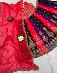 FANCY GEORGETTE MULTI COLORED EMBROIDERY SEQUENCE ZARI BOREDR WORK LEHENGA CHOLI WITH DUPATTA PARTY WEAR WHOLESALE PRICE ETHNIC GARMENT (12)