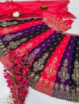 FANCY GEORGETTE MULTI COLORED EMBROIDERY SEQUENCE ZARI BOREDR WORK LEHENGA CHOLI WITH DUPATTA PARTY WEAR WHOLESALE PRICE ETHNIC GARMENT (12)