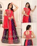 FANCY GEORGETTE MULTI COLORED EMBROIDERY SEQUENCE ZARI BOREDR WORK LEHENGA CHOLI WITH DUPATTA PARTY WEAR WHOLESALE PRICE ETHNIC GARMENT (12)