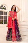 FANCY GEORGETTE MULTI COLORED EMBROIDERY SEQUENCE ZARI BOREDR WORK LEHENGA CHOLI WITH DUPATTA PARTY WEAR WHOLESALE PRICE ETHNIC GARMENT (12)