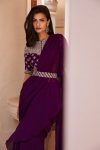 FANCY GEORGETTE RUFFLE WORK SAREE WITH UNSTITCHED BLOUSE AND BELT PARTY WEAR WHOLESALE PRICE ETHNIC GARMENT (7)