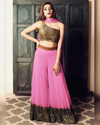 FANCY GEORGETTE ZARI SEQUENCE WORK PALAZZO BLOUSE WITH DUPATTA BABY PINK