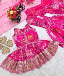 FANCY JAPAN SATIN EMBROIDERY SEQUENCE WITH DIGITAL PRINT WORK KIDS TOP SHARARA WITH DUPATTA FESTIVAL WEAR WHOLESALE PRICE ETHNIC GRAMENT (4)