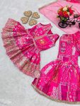 FANCY JAPAN SATIN EMBROIDERY SEQUENCE WITH DIGITAL PRINT WORK KIDS TOP SHARARA WITH DUPATTA FESTIVAL WEAR WHOLESALE PRICE ETHNIC GRAMENT (4)