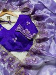 FANCY JIMMY CHOO EMBROIDERY THREAD WORK SAREE WITH STITCHED BLOUSE FESTIVAL WEAR WHOLEALE PRICE ETHNIC GARMENT 5 (2)